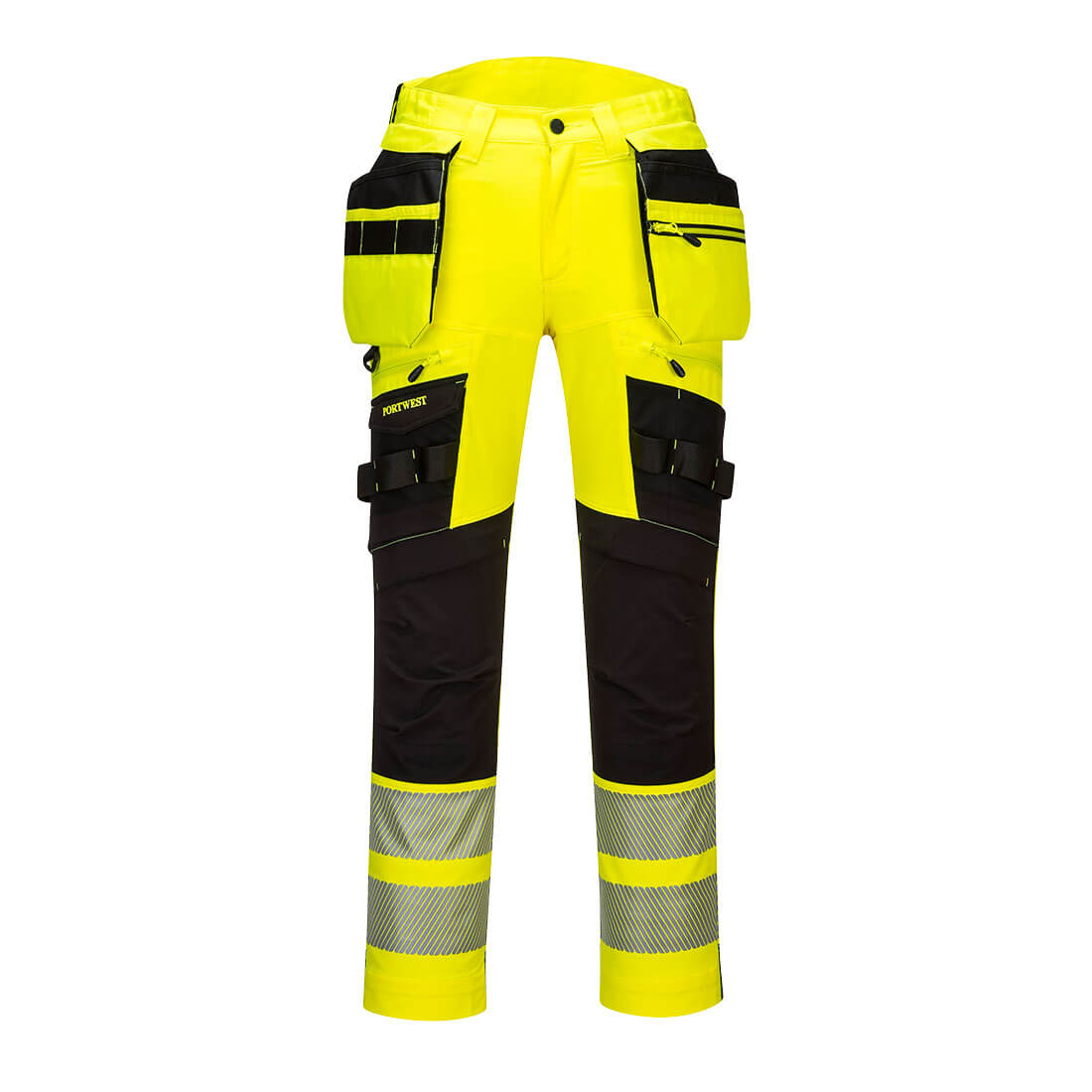 Portwest DX4 Hi-Vis Stretch-housut irrotettavilla riipputaskuilla DX442