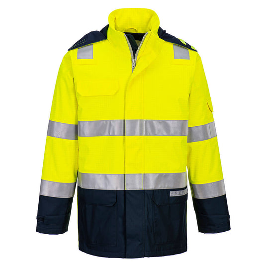 Bizflame Hi-Vis lämpövuorellinen ja sateenkestävä valokaarisuojattu takki  - FR605-0