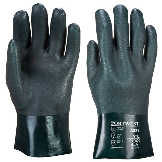 Kaksoispinnoitettu PVC hanska 27cm A827