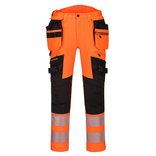 Portwest DX4 Hi-Vis Stretch-housut irrotettavilla riipputaskuilla DX442